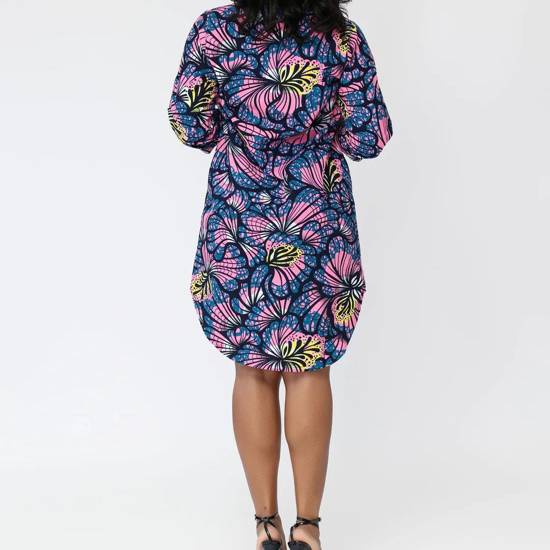 African Print Shirt Dress