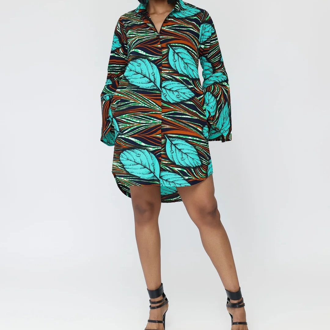 Bell Sleeves Printed Dress