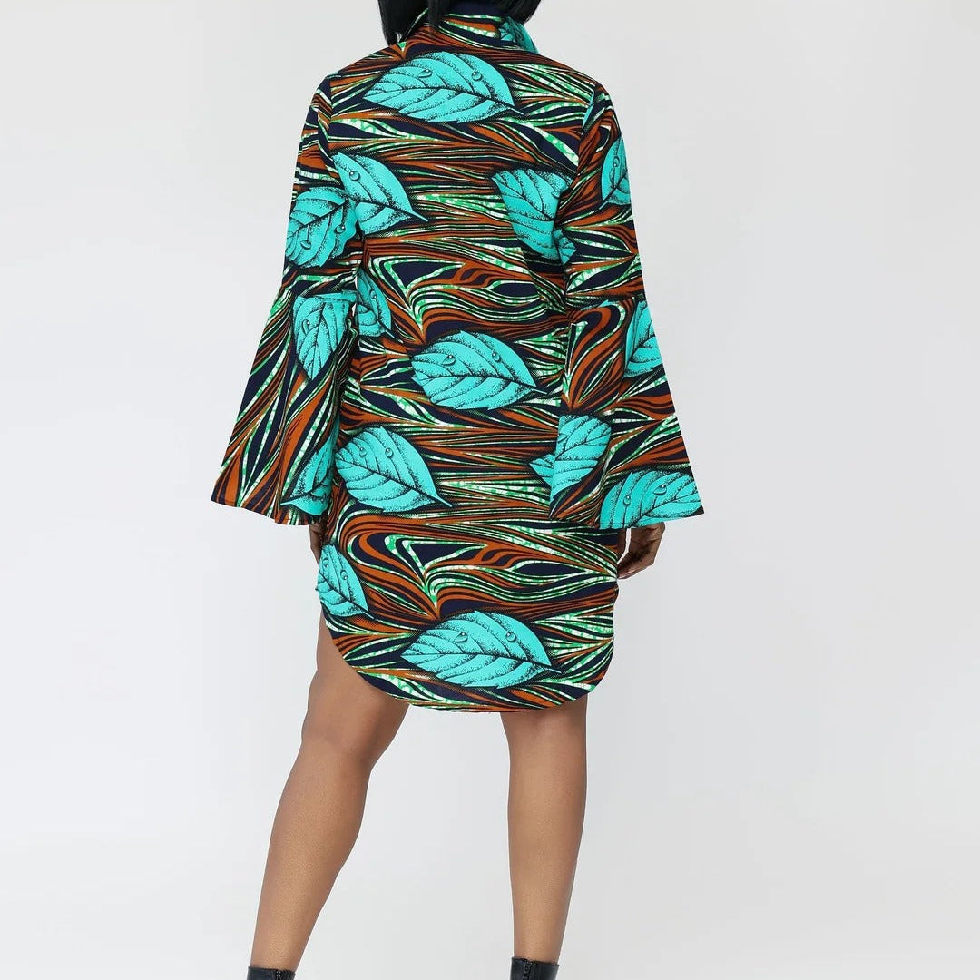 Bell Sleeves Printed Dress