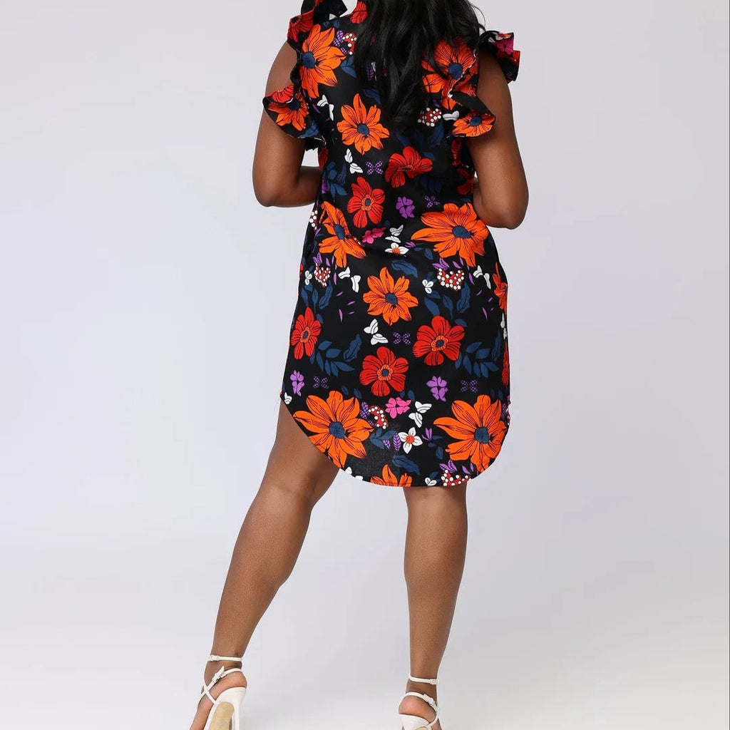 Sleeveless Ruffled Straight-Cut Dress